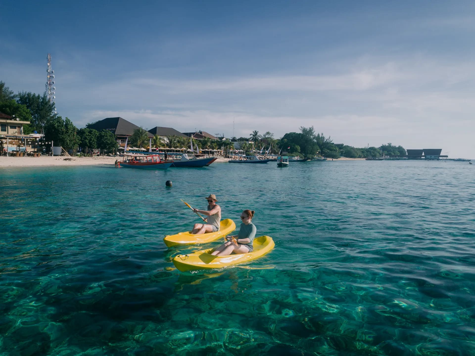 Guests kayaking in Gili Trawangan's clear waters