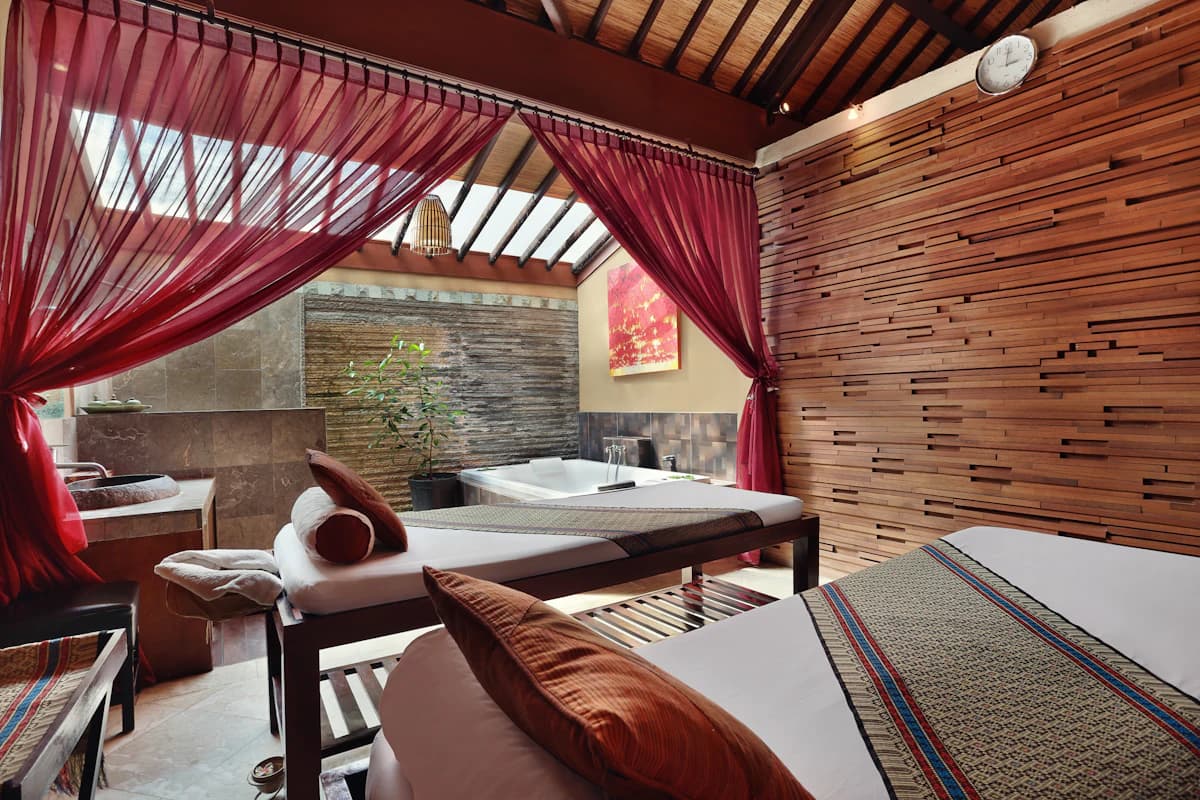Ombak Spa treatment room in warm light